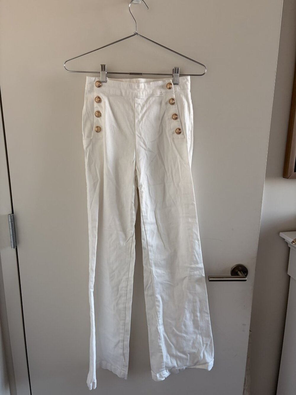 La Petite Etoile White Sailor Button Pants Size 36